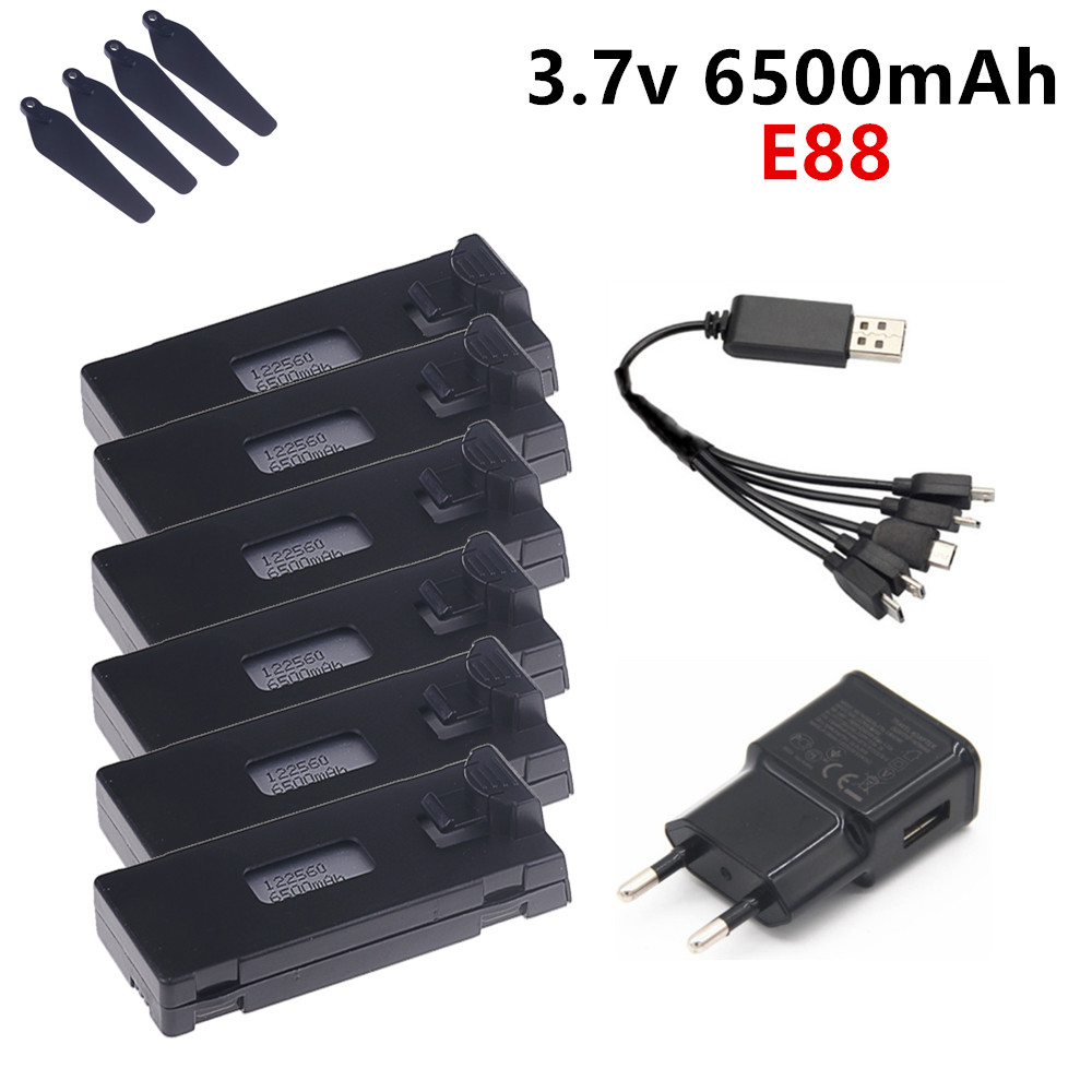 Drone Rc E99 K3 - 3.7V 6500mAhリポバッテリー E88 E88PRO E525 E99