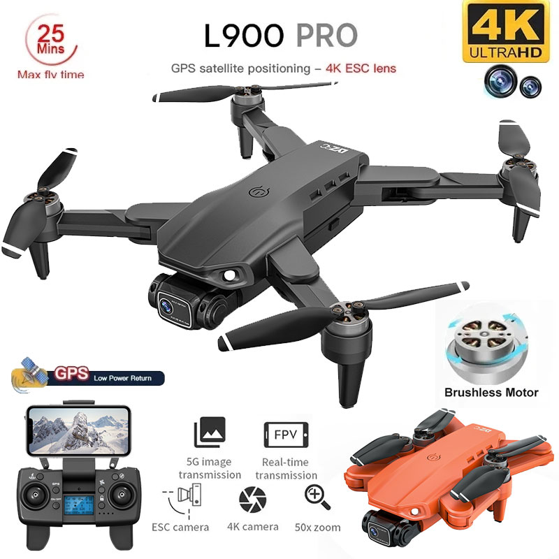 Drone Rc With Screen - 折りたたみ式ブラシレスドローンl900プロ,GPS, 4k,HD,デュアルカメラ,5g,wifi,rc,距離1.2km,ドローン