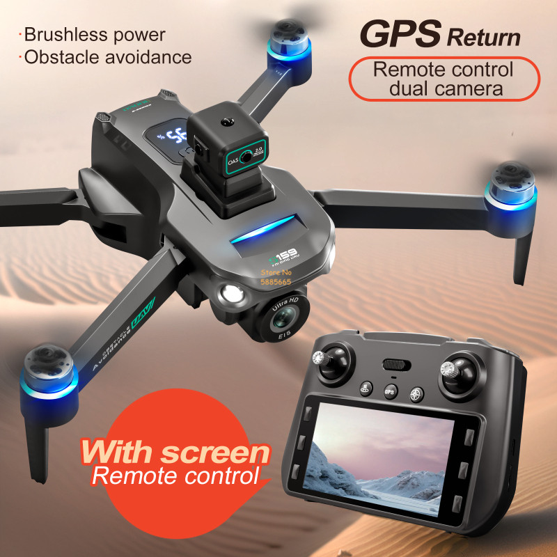 Drone Rc With Screen - リモコン付きクワッドコプタードローン,障害物回避,LEDスクリーン,ブラシレス,GPS,追跡,デュアルカメラ8k,wifi 5g,fpv,2km