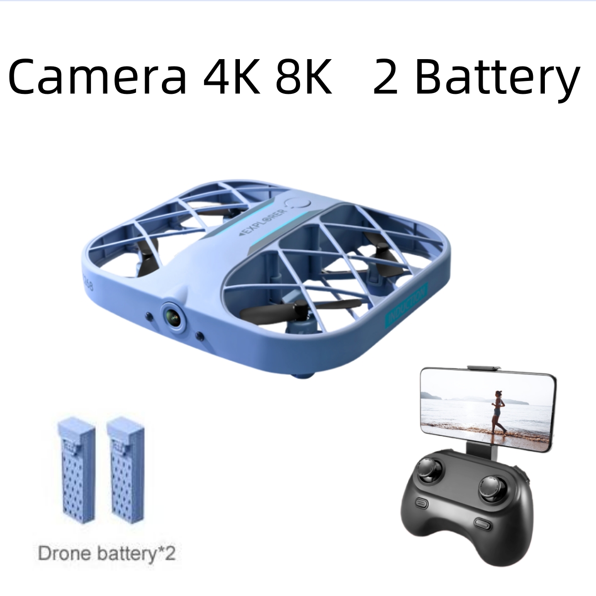 Drone Rc With Screen - JJRC H107 FPV RCドローン（バッテリー2個付き）、8K/4Kカメラ搭載クアッドコプター、リモコン付きドローン、クリスマスプレゼントに最適