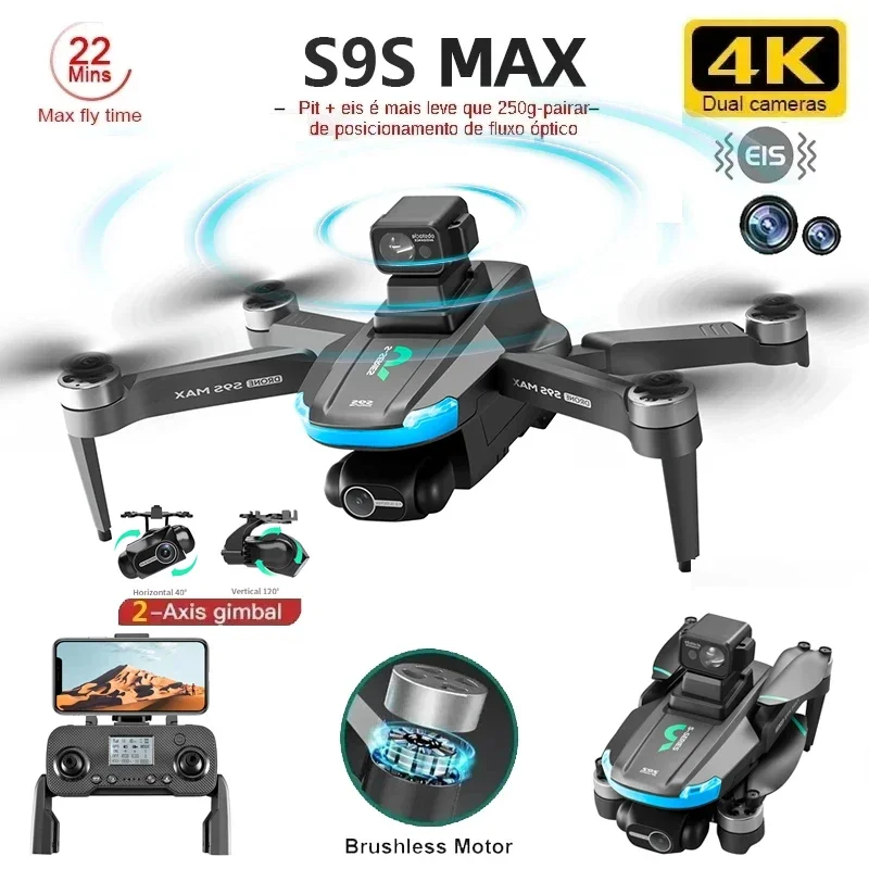 新しい S9S MAX ミニドローン 4K 2 軸 PTZ  - Drone Rc With Screen のレビューと価格