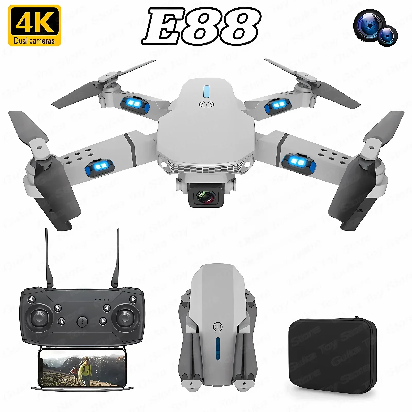 折りたたみ式クワッドコプター,e88プロ広角fpv,wifi - Drone Rc With Screen のレビューと価格