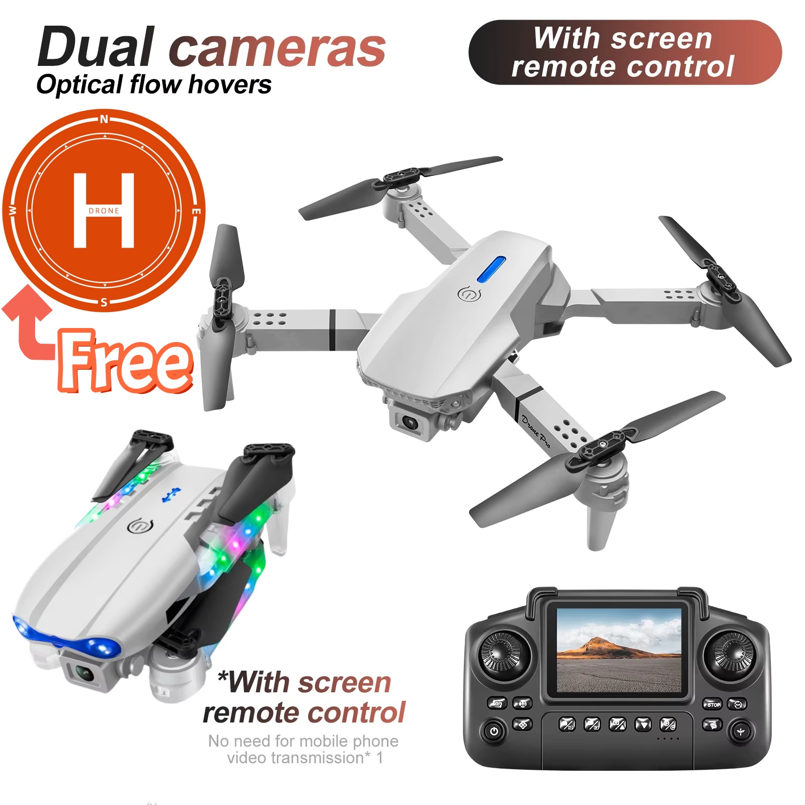 ホワイトグレー E88 E99 ミニドローン E88D E9 - Drone Rc E99 K3 のレビューと価格